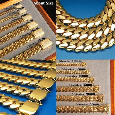18k Gold Cuban Curb Chain Link Necklace